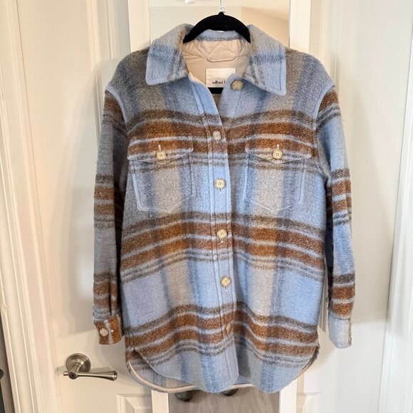 Wilfred Jackets & Blazers - Wilfred Free Plaid Wool Blend Shacket Blue Brown Women’s XS